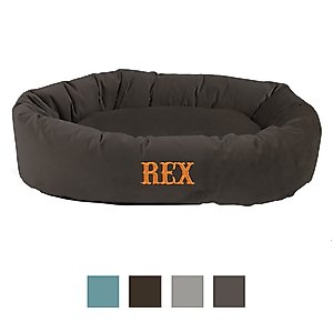 Majestic Pet Velvet Personalized Bagel Cat & Dog Bed, Coal, Medium