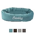 Majestic Pet Velvet Personalized Bagel Cat & Dog Bed, Turquoise, Small