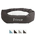 Majestic Pet Velvet Sherpa Personalized Bagel Cat & Dog Bed, Coal, Large