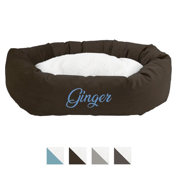 Majestic Pet Velvet Sherpa Personalized Bagel Cat & Dog Bed, Espresso, X-Large slide 1 of 5