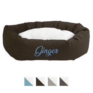 Majestic Pet Velvet Sherpa Personalized Bagel Cat & Dog Bed, Espresso, X-Large