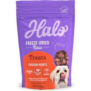 Halo Chicken Hearts Recipe Freeze-Dried Raw Dog Treats, 2-oz bag