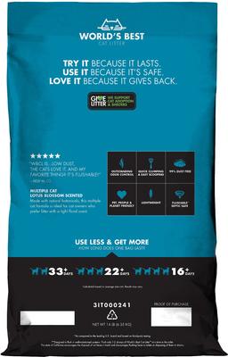Show full view: World's Best Multiple Cat Lotus Blossom Scented Clumping Corn Cat Litter, 14-lb bag slide 3 of 6