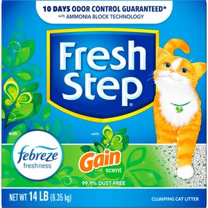 Fresh Step Febreze Freshness Gain Scented Clumping Clay Cat Litter, 14-lb box