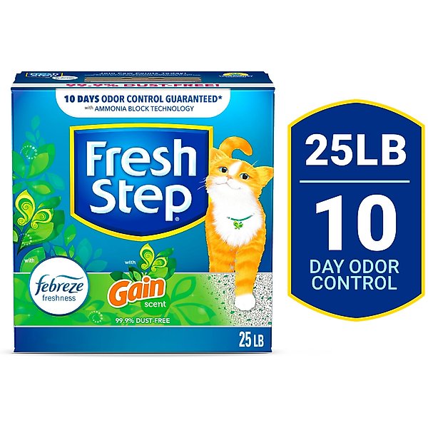 FRESH STEP Febreze Freshness Gain Scented Clumping Clay Cat Litter, 25