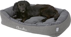 Frisco Rectangular Personalized Bolster Dog Bed w/Removable Cover, Dark Gray, Large slide 2 of 8