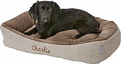 Frisco Rectangular Personalized Bolster Dog Bed w/Removable Cover, Beige, Large slide 2 of 8