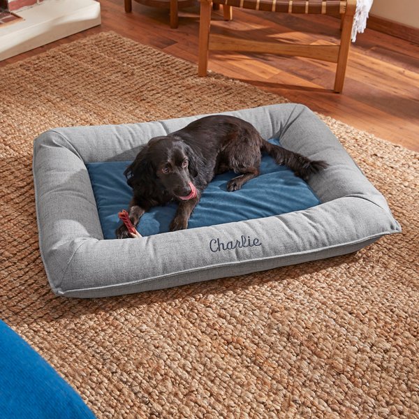 Frisco Orthopedic Personalized Bolster Dog Bed w/Removable Cover, Harbour Blue, X-Large slide 1 of 7