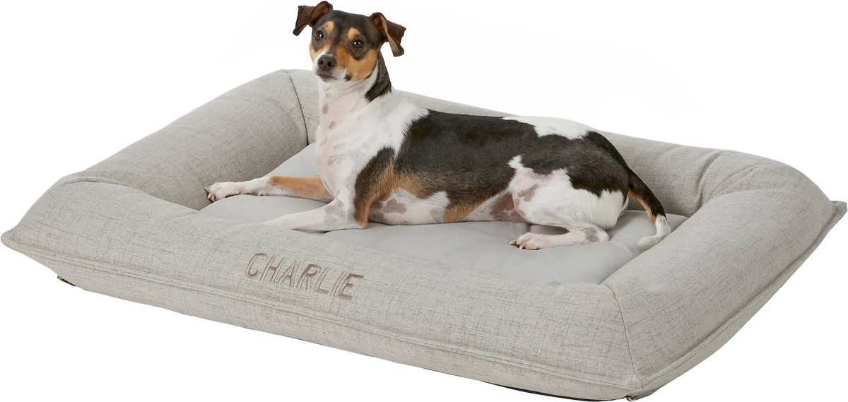 FRISCO Orthopedic Personalized Bolster Dog Bed w/Removable Cover, Light