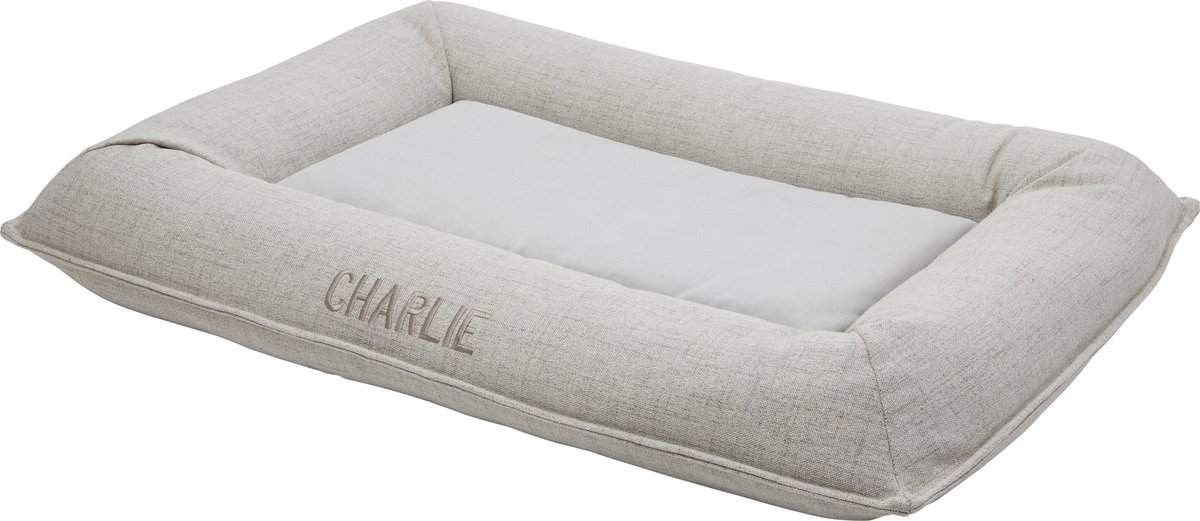 FRISCO Orthopedic Personalized Bolster Dog Bed w/Removable Cover, Light