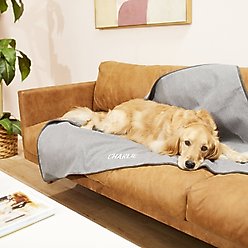 Frisco Faux Linen Personalized Dog & Cat Blanket, Dark Gray, Large