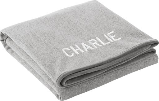 Frisco Faux Linen Personalized Dog & Cat Blanket, Dark Gray, Large
