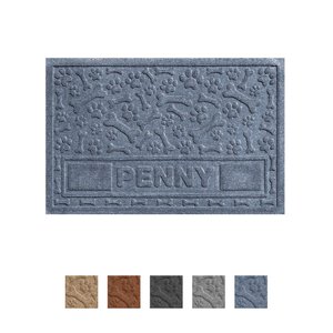 Bungalow Flooring Waterhog Paws & Bones Personalized Dog Placemat, Bluestone, 35 x 23-in
