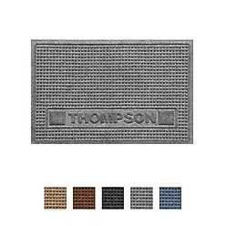 Bungalow Flooring Waterhog Squares Personalized Dog & Cat Placemat, Medium Gray, 35 x 23-in
