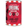 Livelong Healthy & Strong Lamb, Beef & Sweet Potato Recipe Wet Dog Food, 12.5-oz can, case of 12