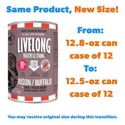 Livelong Healthy & Strong Bison/Buffalo & Sweet Potato Recipe Wet Dog Food, 12.8-oz can, case of 12 slide 2 of 6