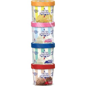 Pooch Creamery Ice Cream Mix Peanut Butter, Birthday Cake, Vanilla & Carob Variety Pack Dog Treat, 2.32-oz, 4 count