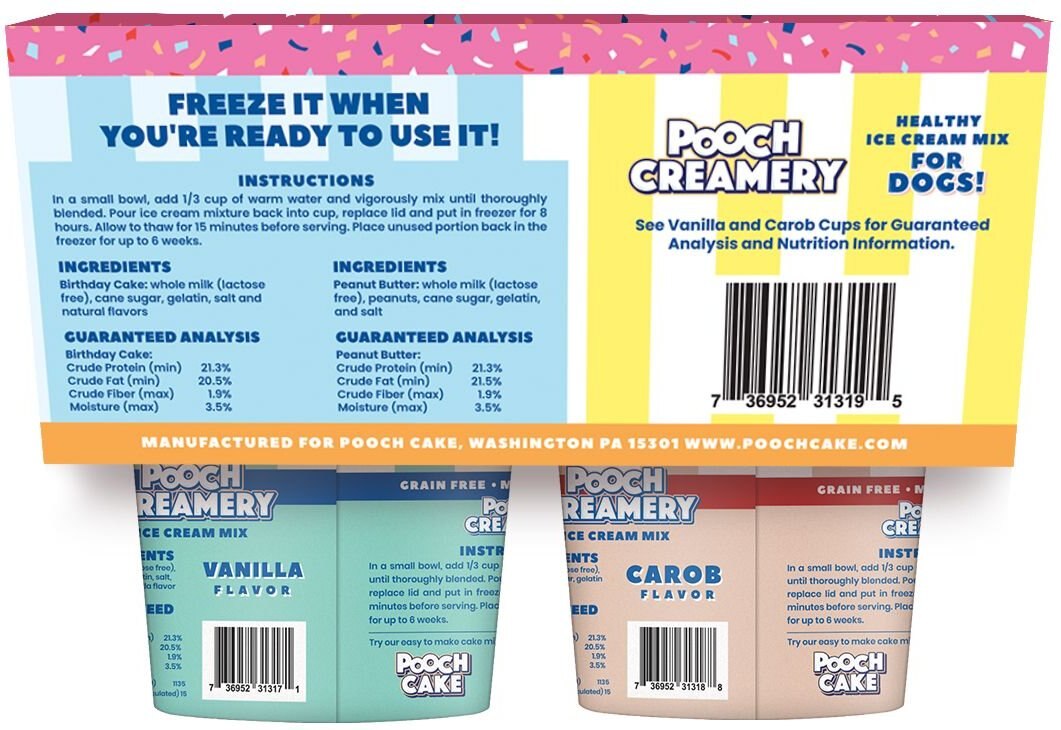POOCH CREAMERY Ice Cream Mix Peanut Butter, Birthday Cake, Vanilla ...