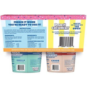 Pooch Creamery Ice Cream Mix Peanut Butter, Birthday Cake, Vanilla & Carob Variety Pack Dog Treat, 2.32-oz, 4 count