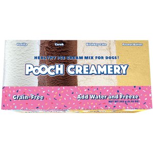 Pooch Creamery Ice Cream Mix Peanut Butter, Birthday Cake, Vanilla & Carob Variety Pack Dog Treat, 2.32-oz, 4 count