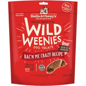 Stella & Chewy's Wild Weenies Bac'n Me Crazy Recipe Freeze-Dried Raw Dog Treats, 3-oz bag