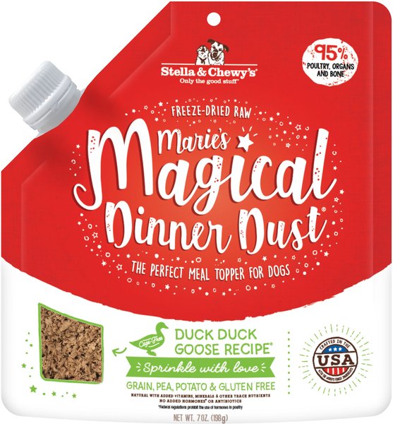 Stella & Chewy's Marie's Magical Dinner Dust Duck Duck, Goose Recipe Freeze-Dried Raw Dog Food Topper, 7-oz bag slide 1 of 6