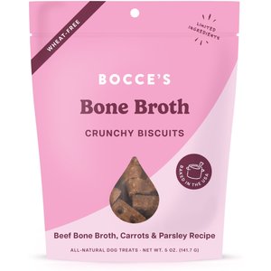 Bocce's Bakery Bone Broth, Carrots & Parsley Dog Treats, 5-oz bag