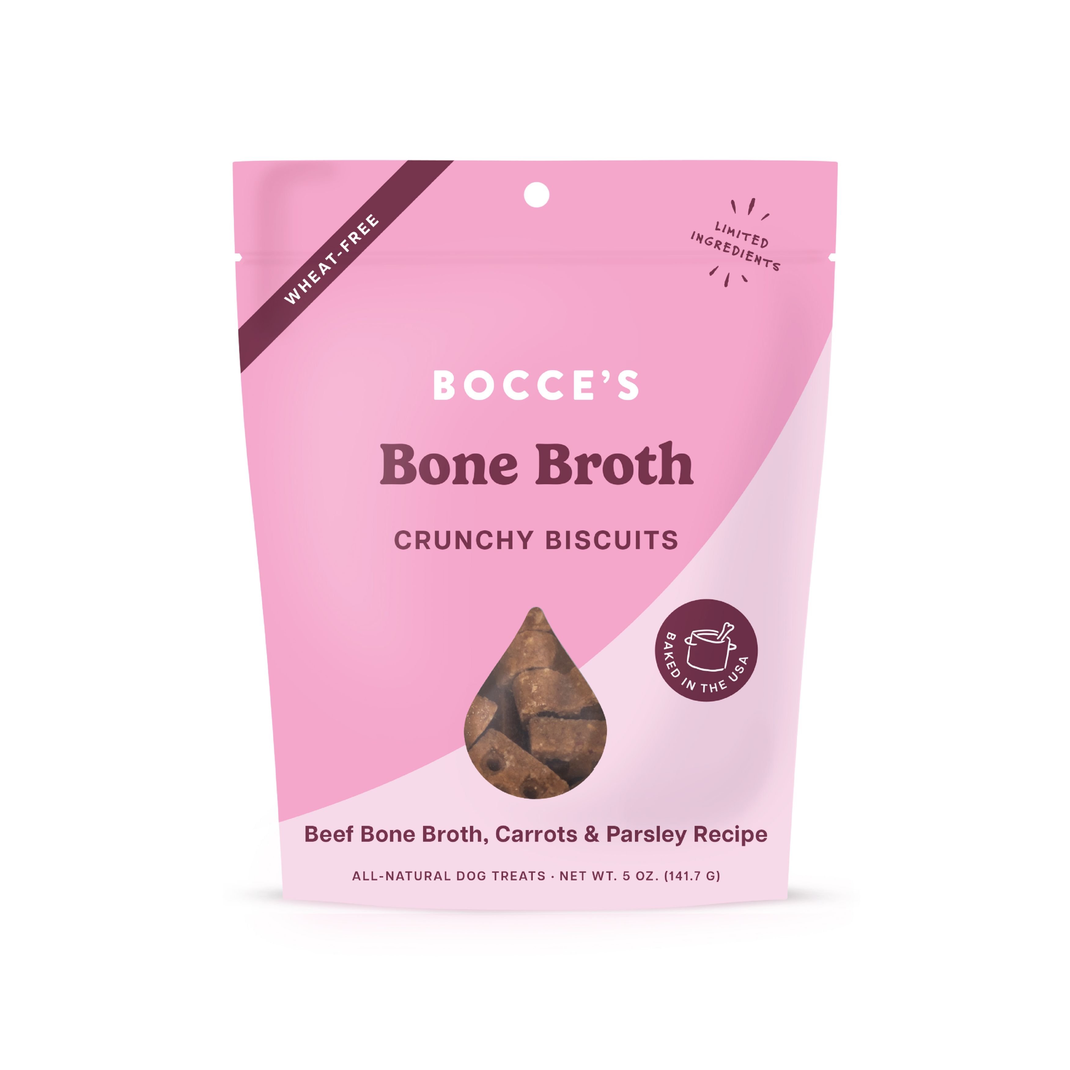 BOCCE'S BAKERY Bone Broth, Carrots & Parsley Dog Treats, 5oz bag