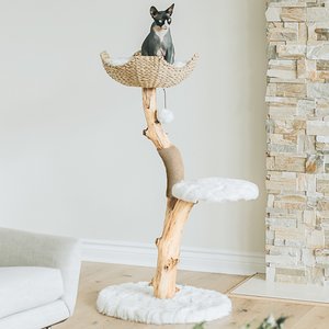 Mau Lifestyle Uni 41-in Faux Fur Basket Bed Cat Tree, White