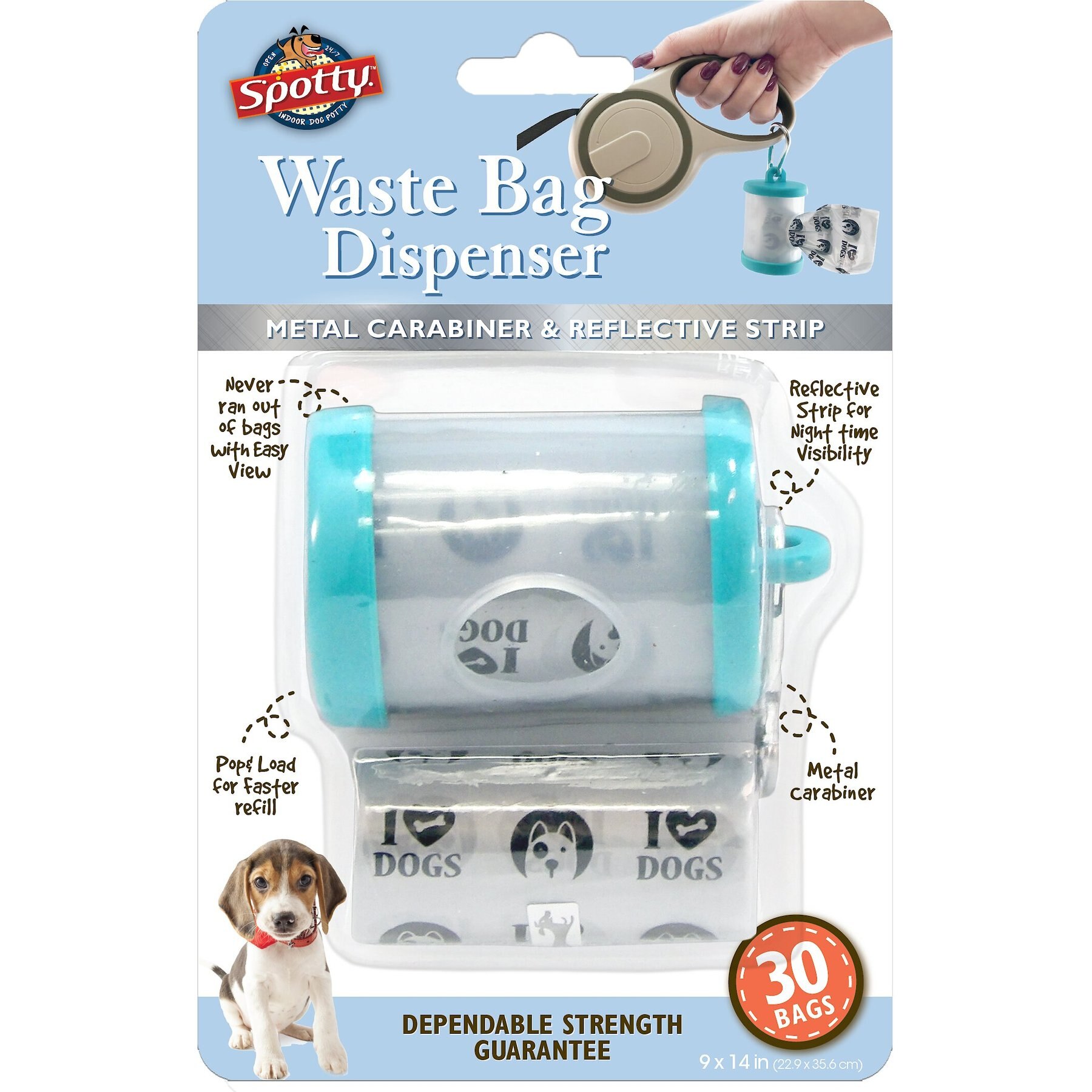 Spotty Clear Tube Dog Poop Bag Dispenser & Refills, 30 count