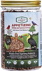 Amzey Appetizing Mealworms Wild Bird Treats, 3.5-oz jar