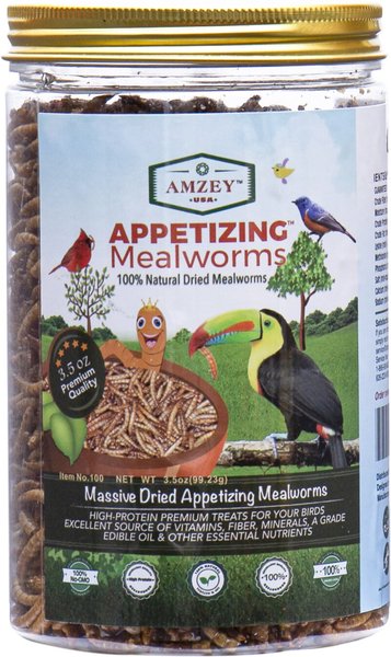 Amzey Appetizing Mealworms Wild Bird Treats, 3.5-oz jar slide 1 of 1