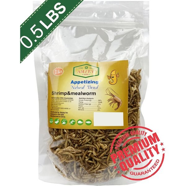 AMZEY Appetizing Natural Dried Crickets & Mealworms, 0.5lb bag