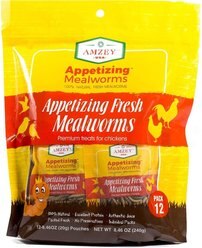 Amzey Appetizing Fresh Mealworms Treats, 8.46-oz bag, 12 count