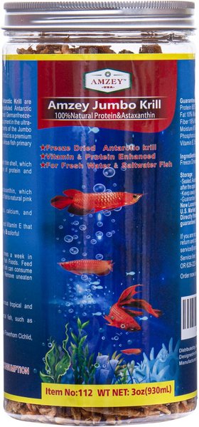 AMZEY Jumbo Krill Fish Food, 3-oz jar 