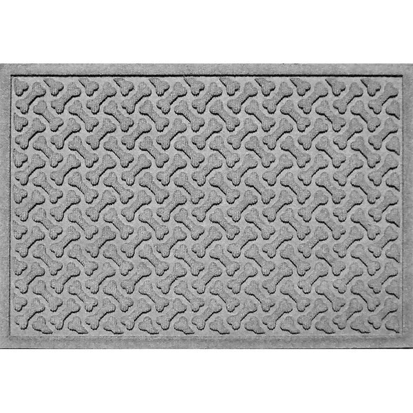 BUNGALOW FLOORING Waterhog Dog Bone Dog Dinner Mat, Medium Gray, 27 x