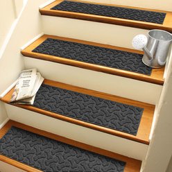 Bungalow Flooring Waterhog Dog Bone Stair Tread, 4 count, Charcoal