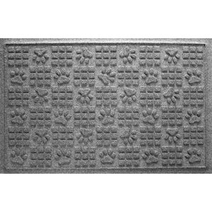 Bungalow Flooring Waterhog Dog Paw Squares Floor Mat, 35 x 23-in, Medium Gray