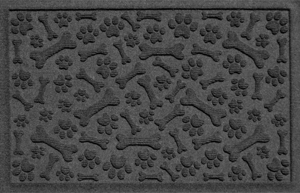 Bungalow Flooring Waterhog Paws & Bones Dog Dinner Mat, Charcoal, 36 x 24-in slide 1 of 3