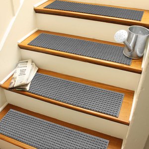 Bungalow Flooring Waterhog Squares Stair Tread, 4 count, Medium Gray