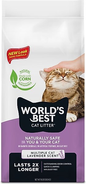 World's Best Lavender Scented Clumping Corn Cat Litter, 8-lb bag slide 1 of 7