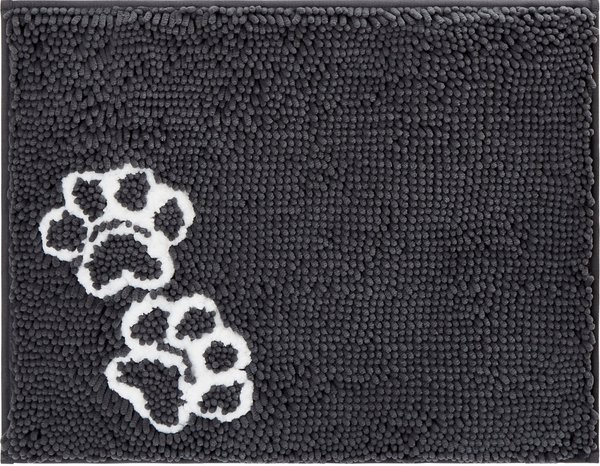 Frisco Microfiber Chenille Paw Print Dog & Cat Mat, Dark Gray, Small/Medium slide 1 of 5