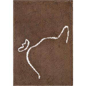 Frisco Microfiber Chenille Cat Silhouette Litter Mat, Brown