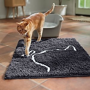 Frisco Microfiber Chenille Cat Silhouette Litter Mat, Gray