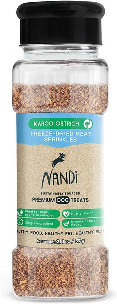 Nandi Karoo Ostrich Meat Sprinkles Freeze-Dried Dog Food Topper, 2-oz bottle slide 1 of 2
