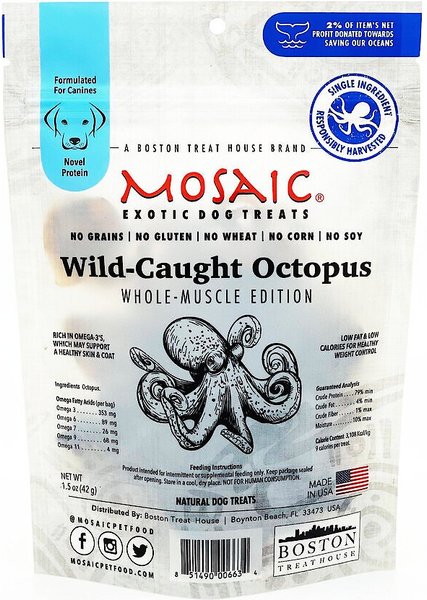 Mosaic Wild-Caught Octopus Whole-Muscle Dehydrated Dog Treats, 1.5-oz bag slide 1 of 2