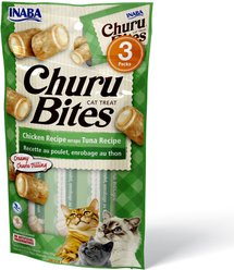 Inaba Churu Bites Chicken Recipe wraps Tuna Recipe Grain-Free Cat Treats, 0.35-oz, pack of 3