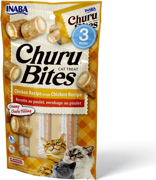 Inaba Churu Bites Chicken Recipe wraps Chicken Recipe Grain-Free Cat Treats, 0.35-oz, pack of 3 slide 1 of 6