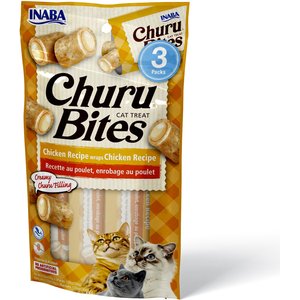 Inaba Churu Bites Chicken Recipe wraps Chicken Recipe Grain-Free Cat Treats, 0.35-oz, pack of 3