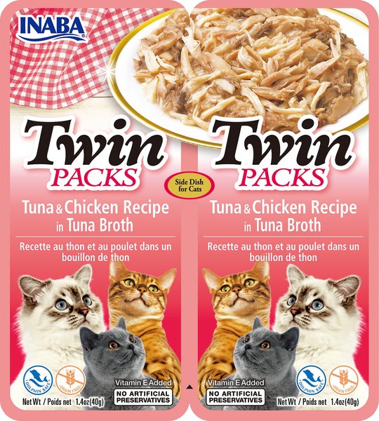 Inaba Twin Packs Tuna & Chicken Recipe in Tuna Broth Grain-Free Cat Food Topper, 1.4-oz, pack of 2 slide 1 of 2